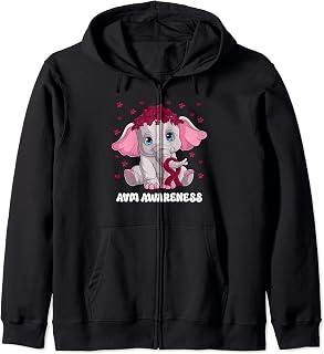 Burgundy Ribbon Survivor Warrior AVM Awareness Zip Hoodie