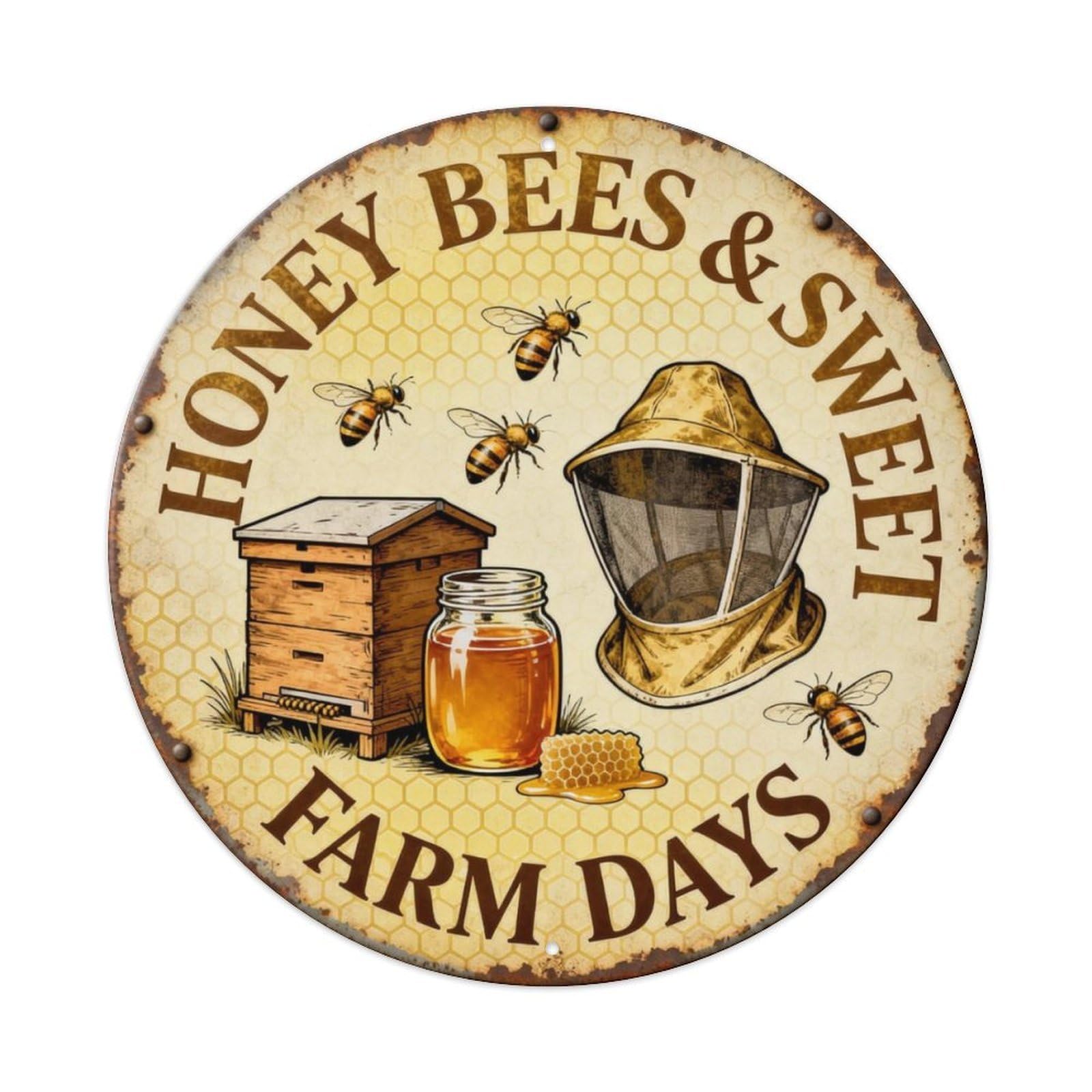 HONEY BEES & SWEET FARM DAYS Metal Tin Sign Plaque