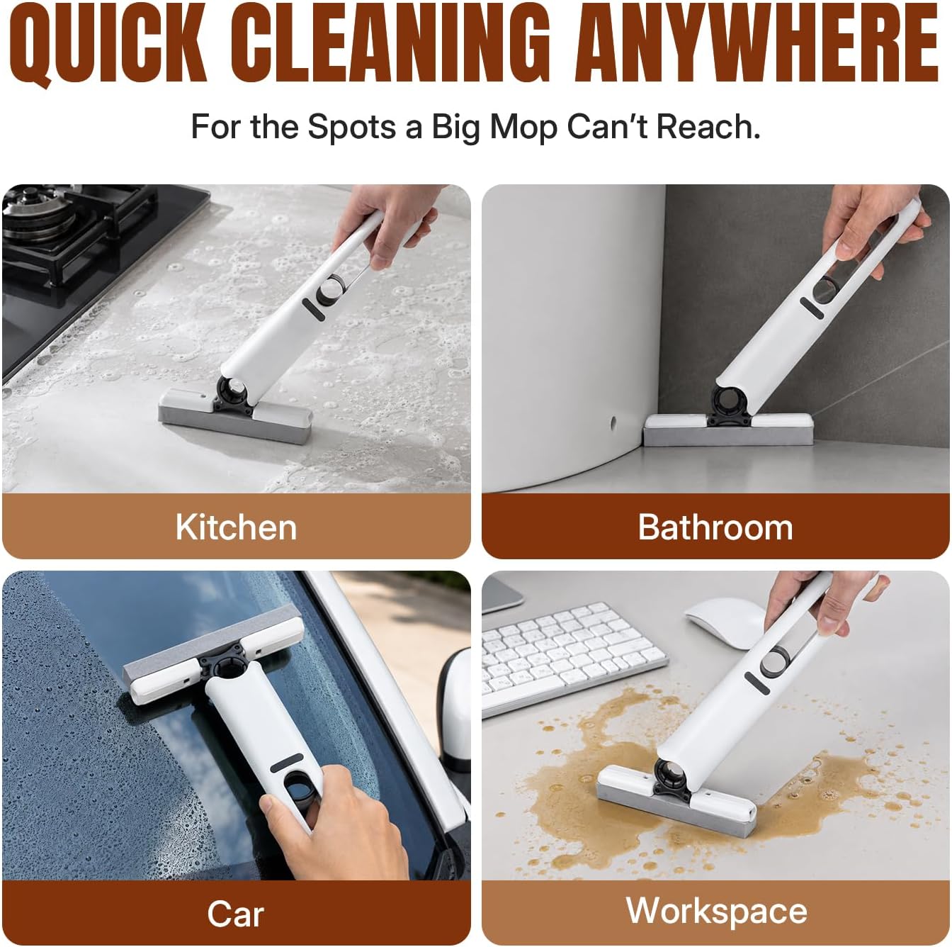 Mcbazel Mini Mop, Foldable Self-Squeeze Sponge Mop for Car & Desktop
