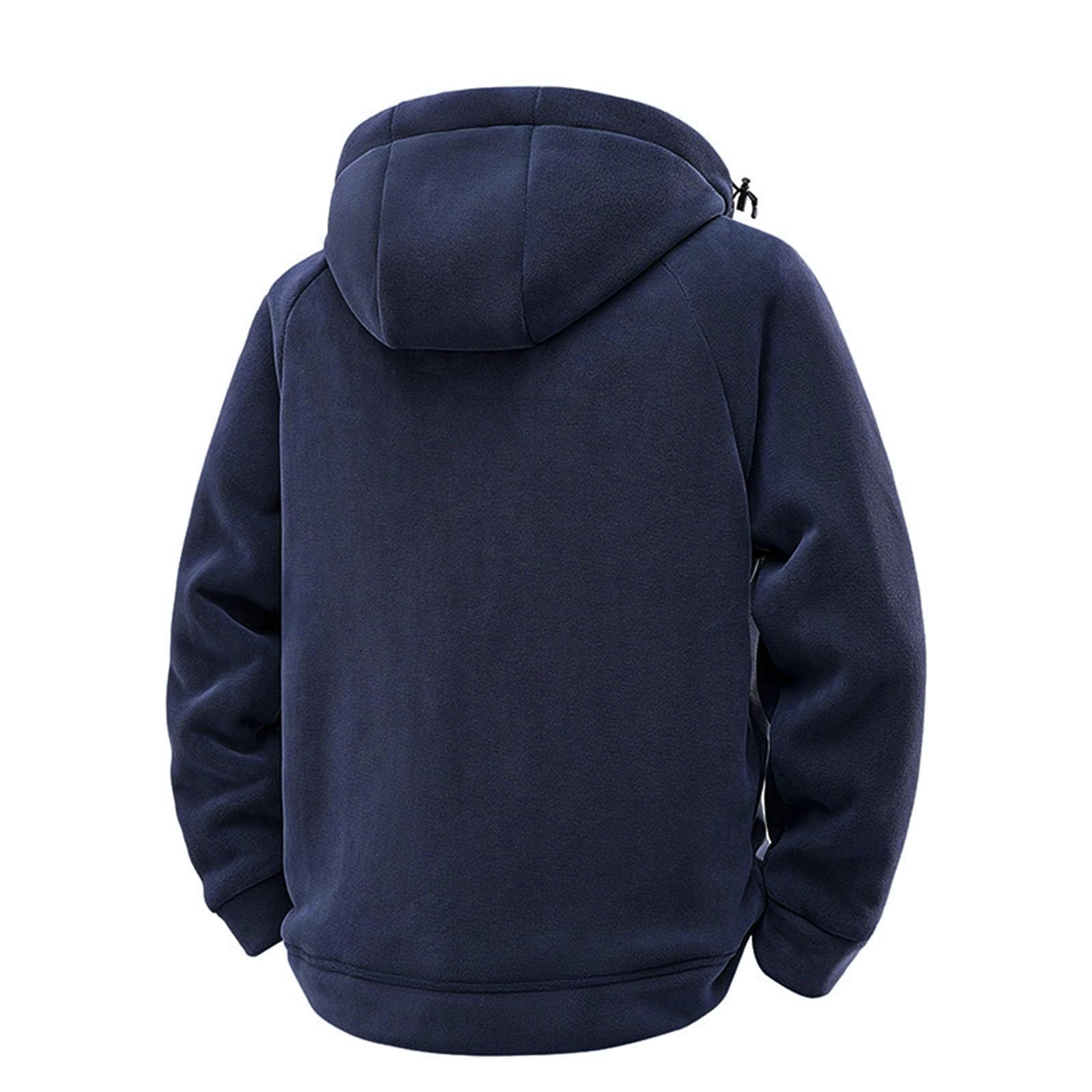 Chaquetas de forro polar para hombre, chaquetas inteligentes casuales con capucha, cálida y acogedora, chaqueta gruesa para exteriores, chaqueta casual versátil, abrigo de color sólido, abrigos con