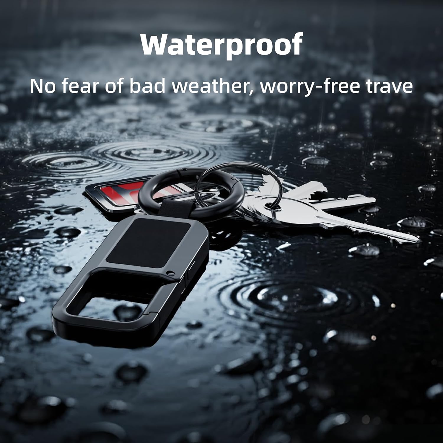 Keychain Tracker Tag, Works with Apple Find My (iOS Only), Heavy Duty Car Key Chain for Men, llaveros para Hombres Carabiner Keychain Anti-Lost Key Finder