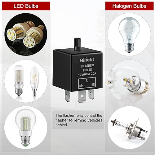 Miniatura 2 de Nilight Relé intermitente ajustable de 3 pines CF13 JL-02 relé intermitente electrónico de 12 V 150 W fija la señal de giro del coche y advertencia