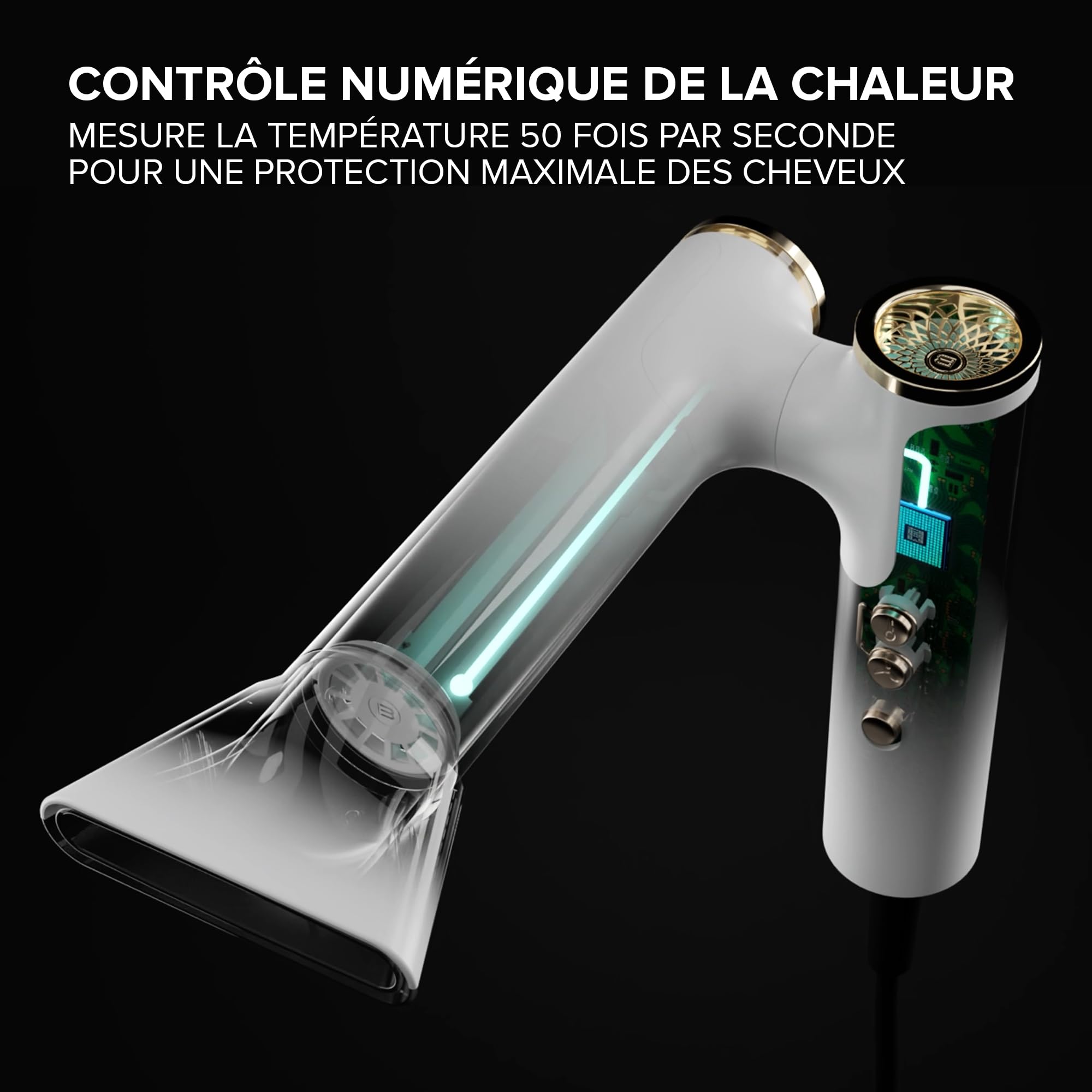 Bellissima sèche-cheveux Gemini, ultra-léger, compact, poignée rotative, moteur digital, flux d'air ultra-puissant, ioniseur, 2 concentrateurs plus diffuseur, 3 vitesses Plus 3 températures