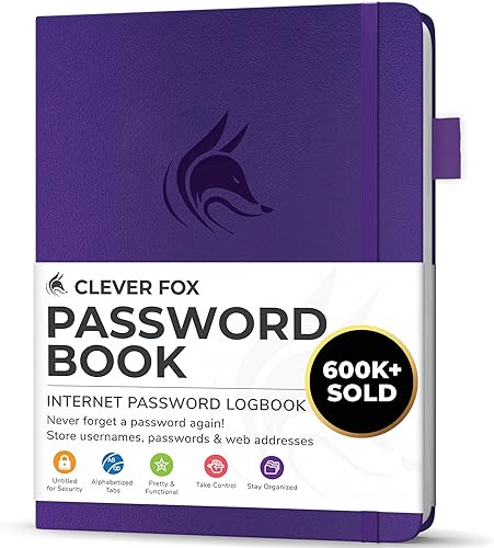 Miniatura 115 de Clever Fox - Libreta de contraseñas con pestañas alfabéticas, organizador de direcciones de Internet, tamaño pequeño de bolsillo, para inicios de