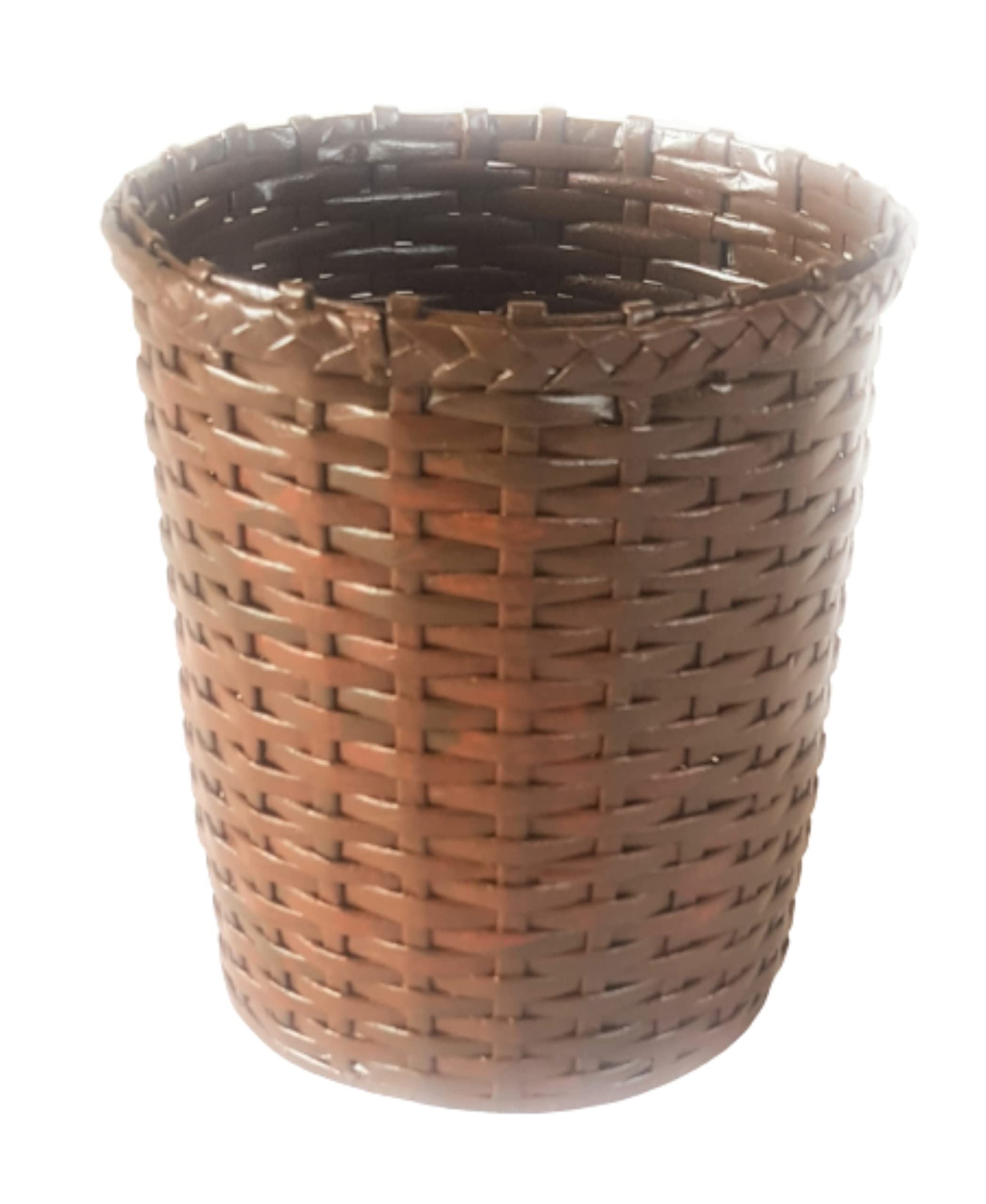 Paperus, Small 8 Inch Tall, 5 Liter, Dark Brown, Open-top, Dustbin for Bedroom, Waste Paper Basket, Trash Can, Eco-friendly, Handmade of Paper Ropes