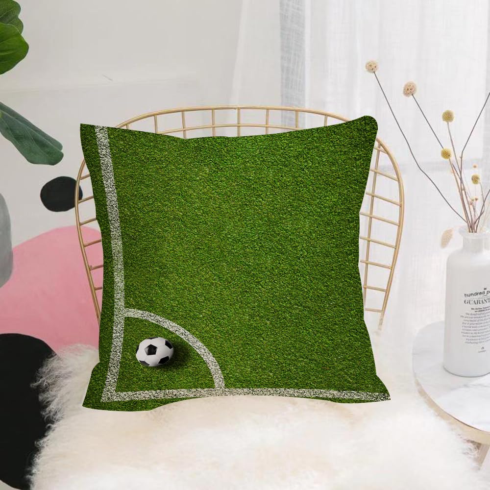 HYOSXW Cushion Cover,Throw Pillow Case Home Decorative for Living Room Bedroom Sofa Chair 16X16 Inch,Football at the corner of the football field, the corner of the green football,Pillowcase 40X40cm