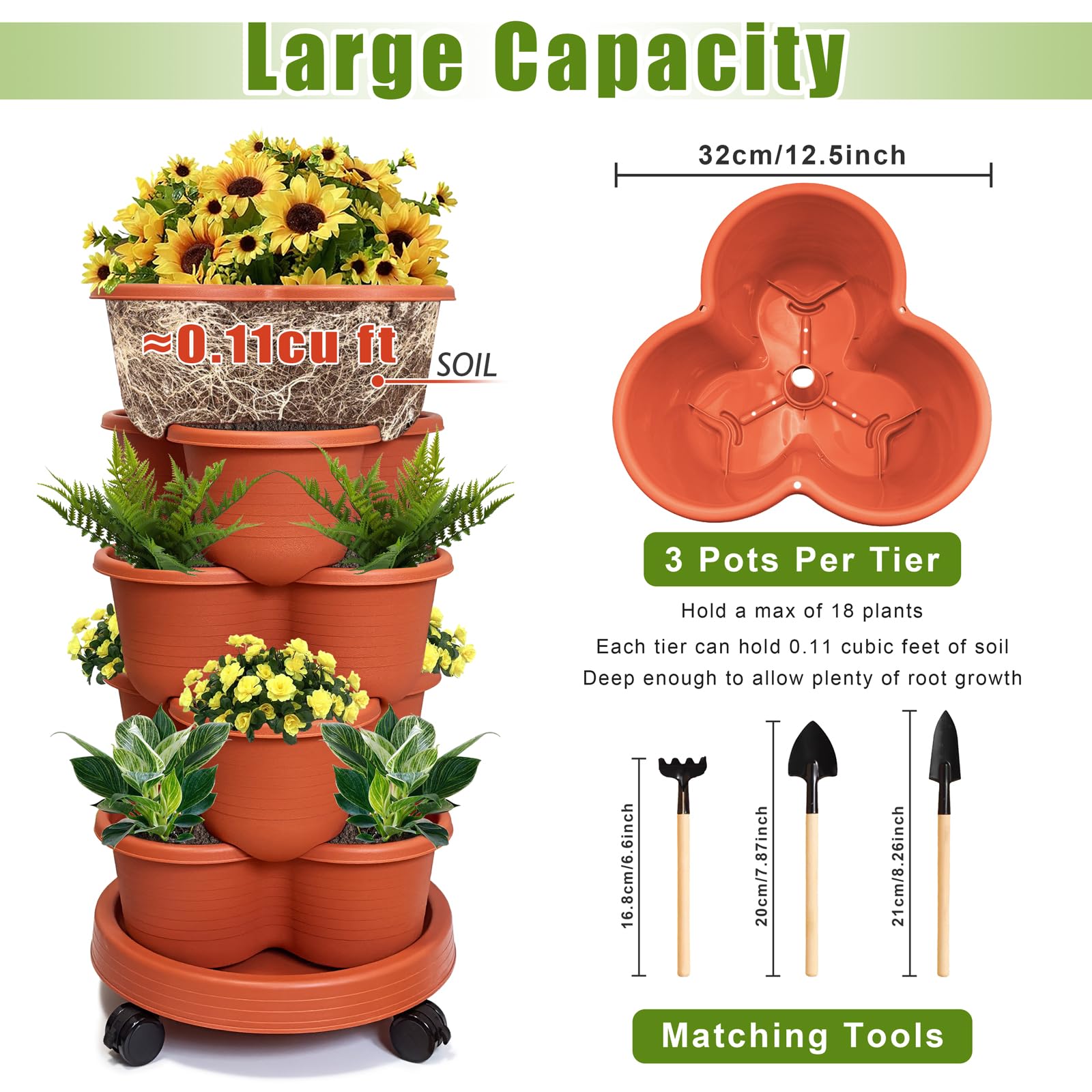 Self Watering Stackable Planter 2 Pocket Self Watering Flower Pot