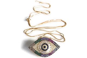 Lariat Necklace with Shimmering Evil Eye Pendant