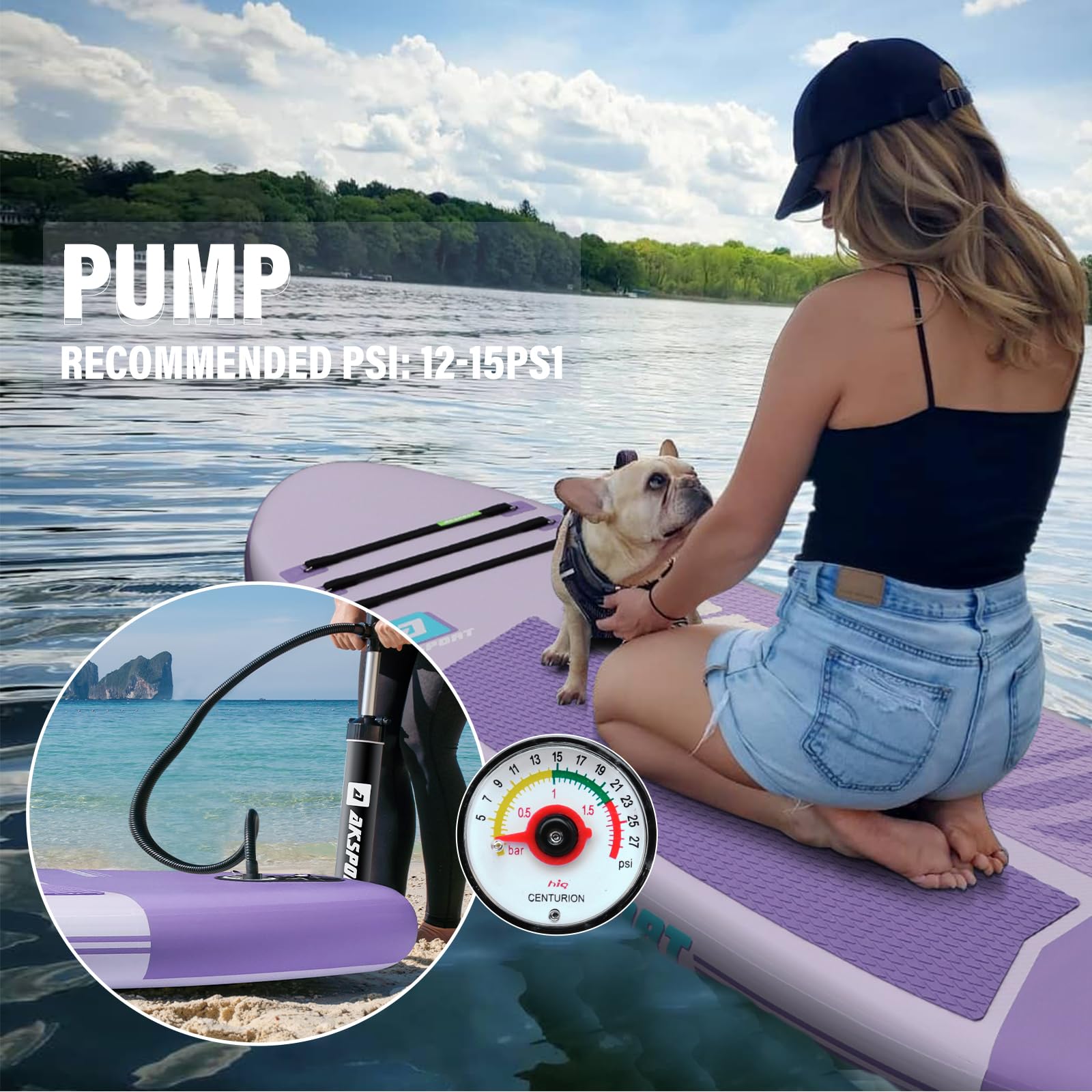 AKSPORT Tavola SUP Gonfiabile, SUP con Tutti gli Accessori, Design Ampio e Stabile, Ponte Antiscivolo, Paddle Board Gonfiabile per Giovani e Adulti