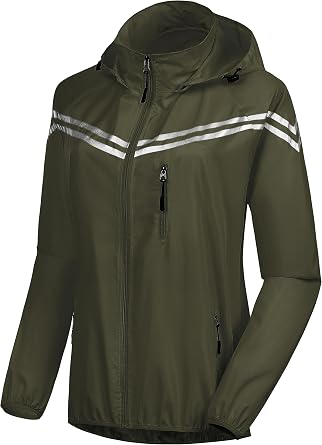 CREATMO US Womens Sun Jackets Lightweight Packable Shirts UPF 50+ Hoodie Reflective Cycling Jacket With Detachable Hood