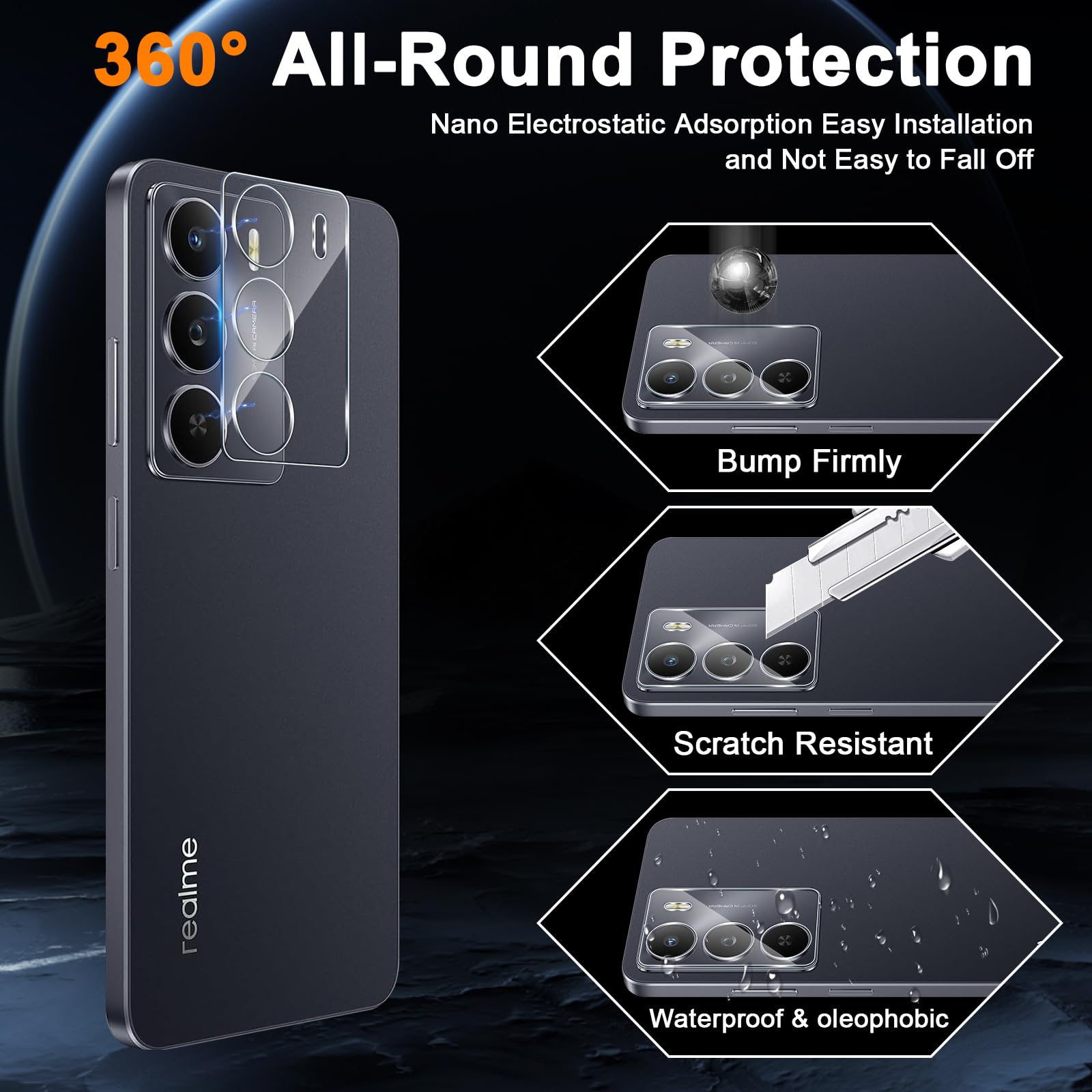 Kit De Protection Aerku Pour Realme 14X 5G : 3 Verres Trempés 9H + 3 Protecteurs Caméra - Anti-rayures, Anti-traces - 8