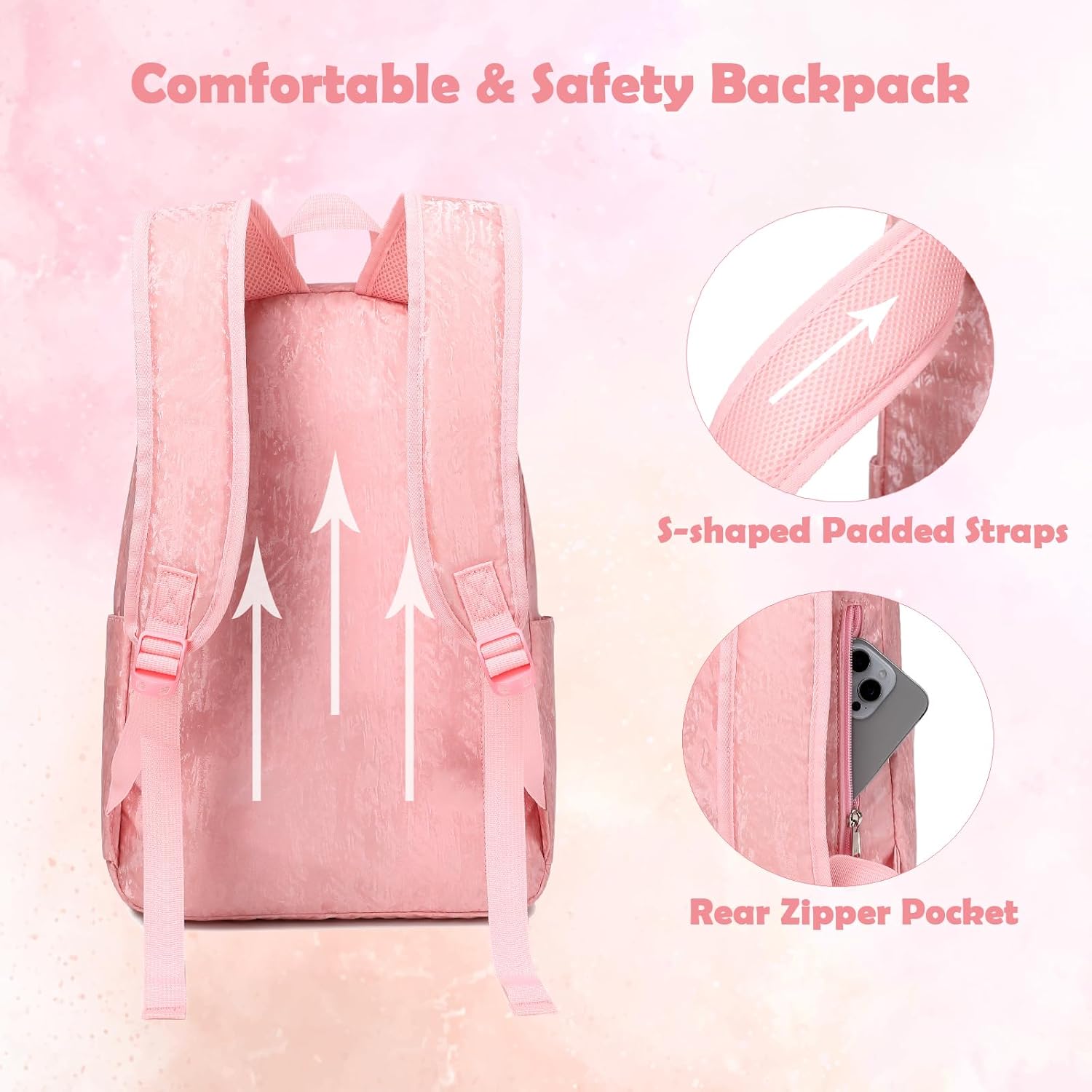 Kimwadalh School Backpack for Girls, Backpack with Lunch Box Pencil Case for Preschool Elementary High School Girls Boys