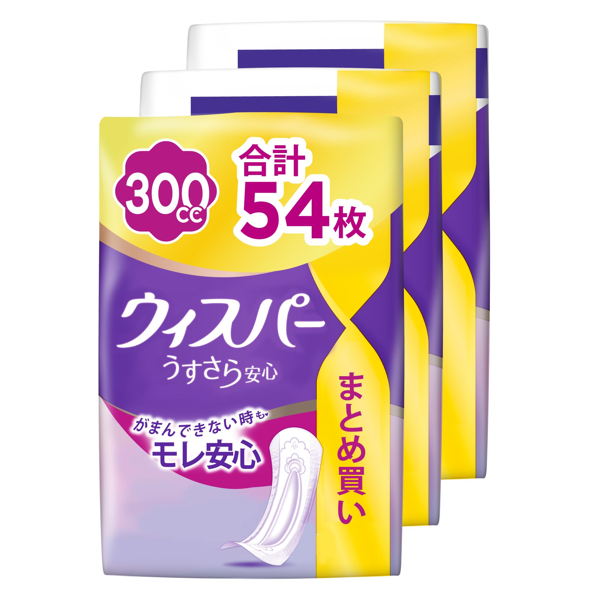 Amazon.co.jp: WHISPER ウィスパー うすさら安心 300cc 54枚 (18枚×3