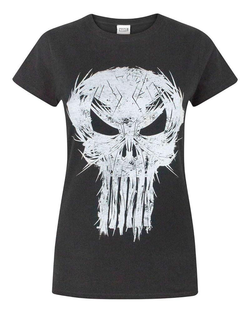 Amazon.com: Punisher Marvel The Logo Women's T-Shirt Black