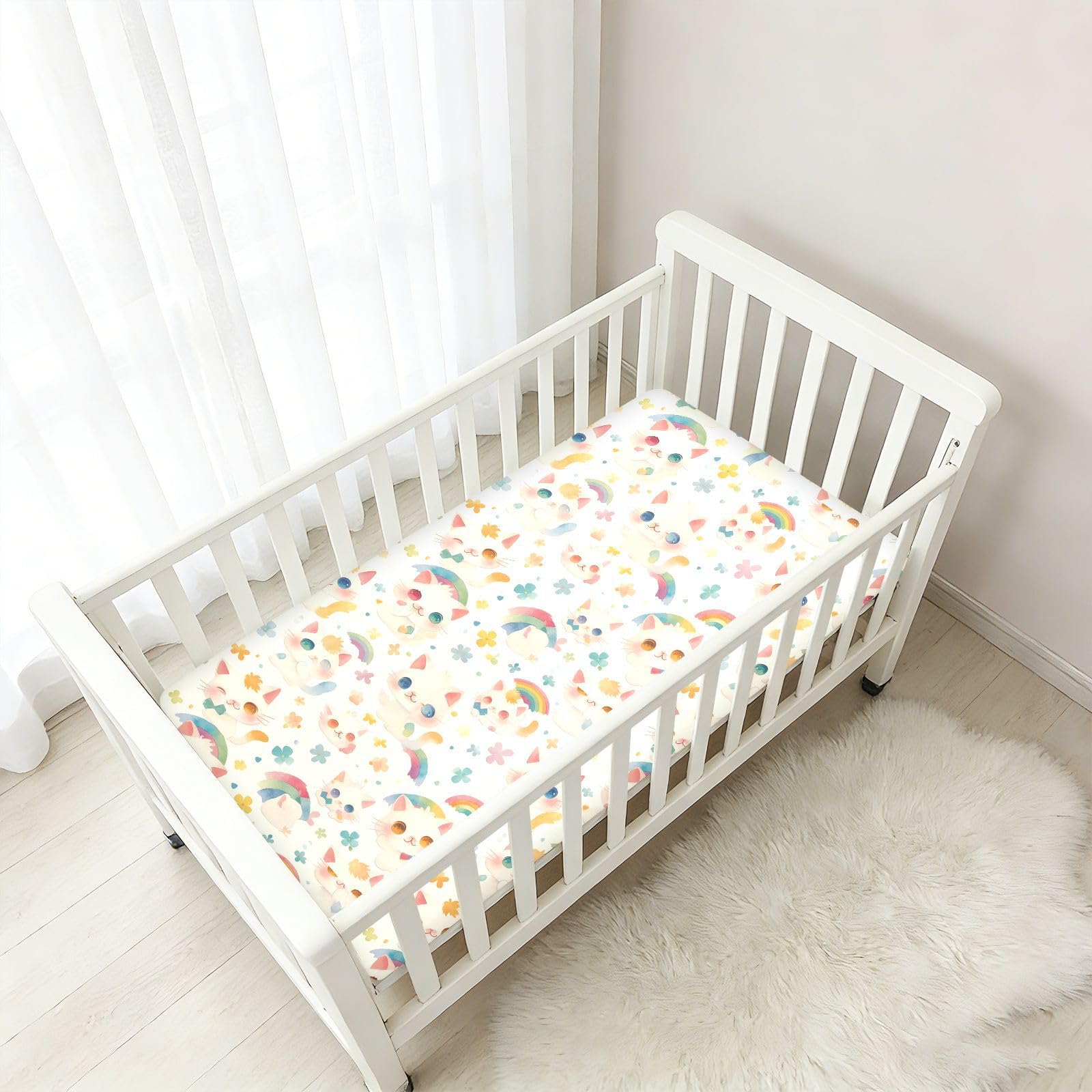 Lenzuola per culla per neonati e bambine, in cotone, morbide, elastiche, per la cameretta dei bambini, 1 confezione