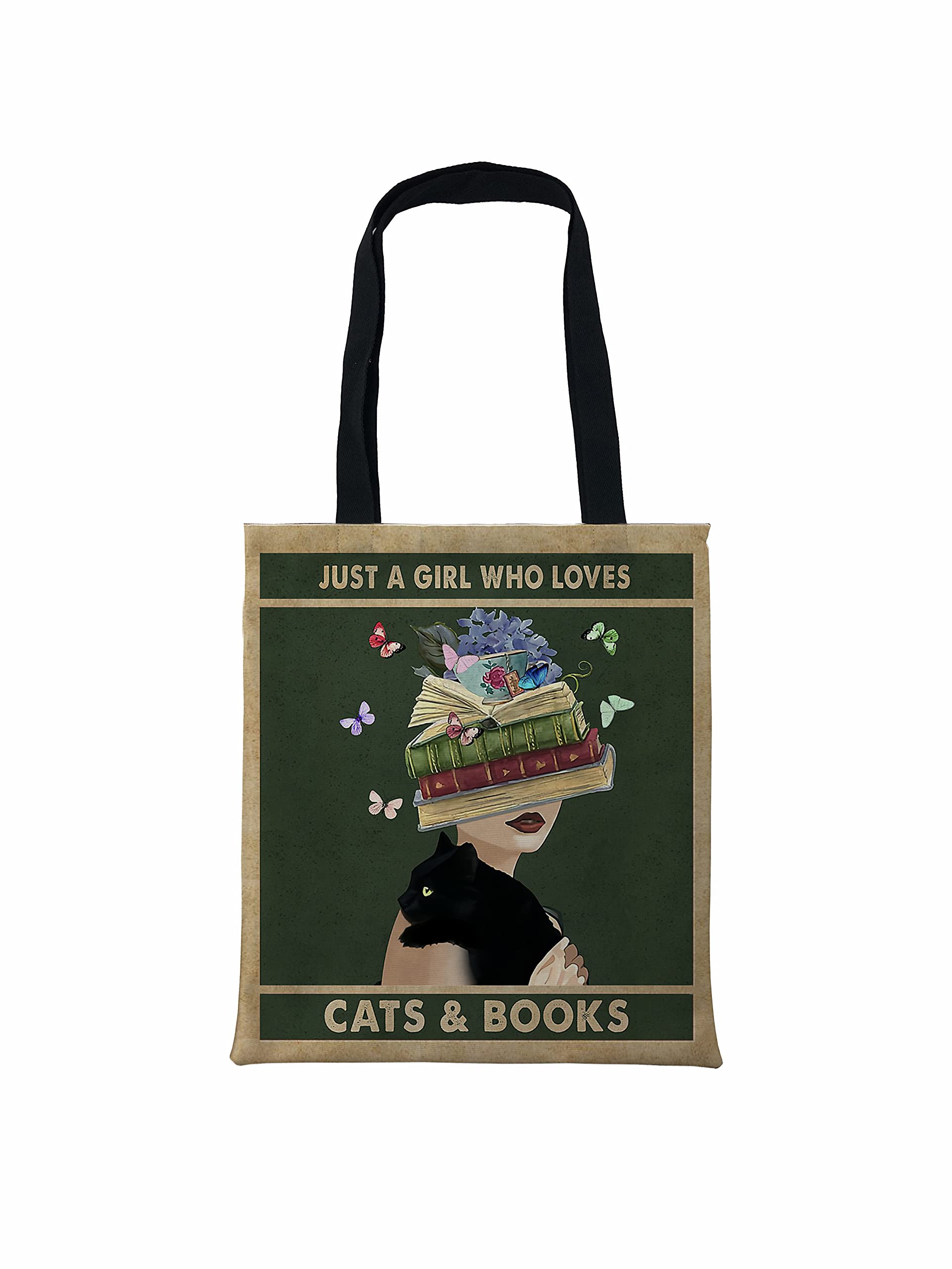 daffyCats & Books Tote Bag 'Just a girl who loves cats and books'