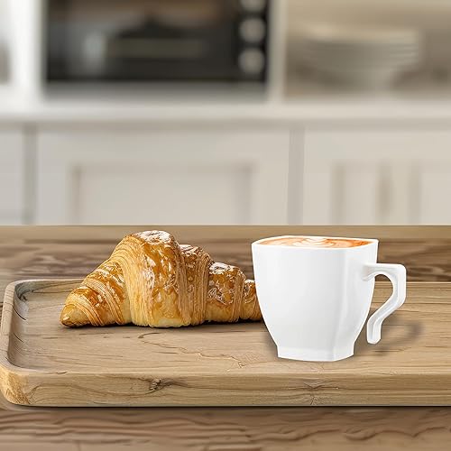 Miniatura 7 de Tazas de café desechables, 240 tazas de té de plástico, tazas de café blancas de plástico duro de 2 onzas, vasos para beber, juego de vasos de