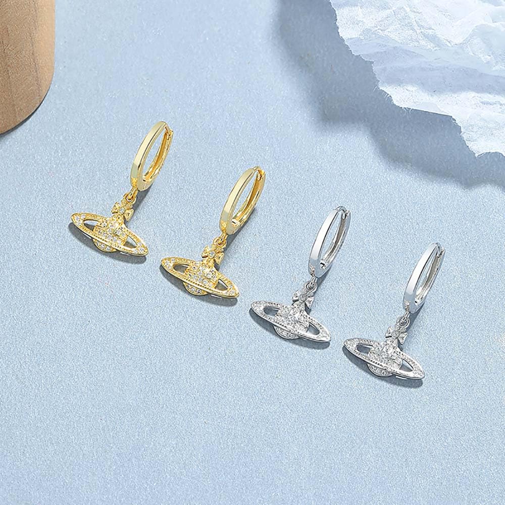 WZGWDC Saturn-Ohrringe für Damen und Herren, Sterlingsilber, Planet, Weltraum, Creolen, himmlischer Schmuck, Geburtstag, Jahrestag