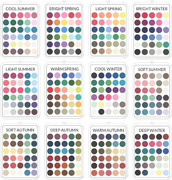 12Pcs Season Color Palette Cards,Clear Acrylic Season Color Analysis Swatchs Keychain,Color Matching Guide for Styling,Outfits,MakeupColor Analysis Card