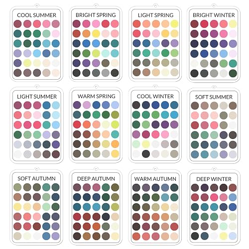 12Pcs Season Color Palette Cards,Clear Acrylic Season Color Analysis Swatchs