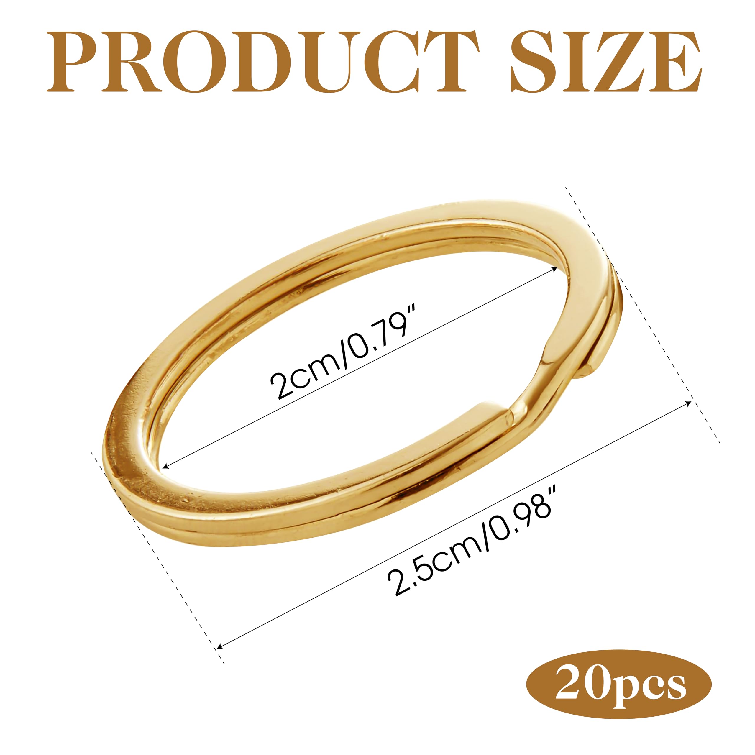 20 PCS Brass Flat Split Key Rings, 25mm (1