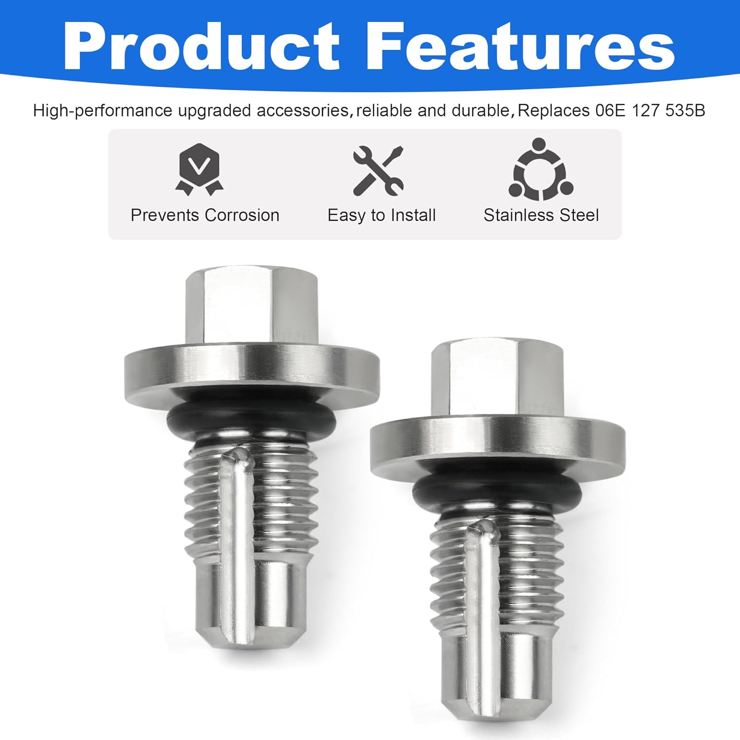 2PCS Stainless Steel Supercharger Bleeder Screw Kit Compatible with Audi A6 | A7 | A8 | Q5 | S4 | S5 | SQ5 & Touareg Hybrid – 3.0L Supercharged V6 Engine-Replaces 06E 127 535B