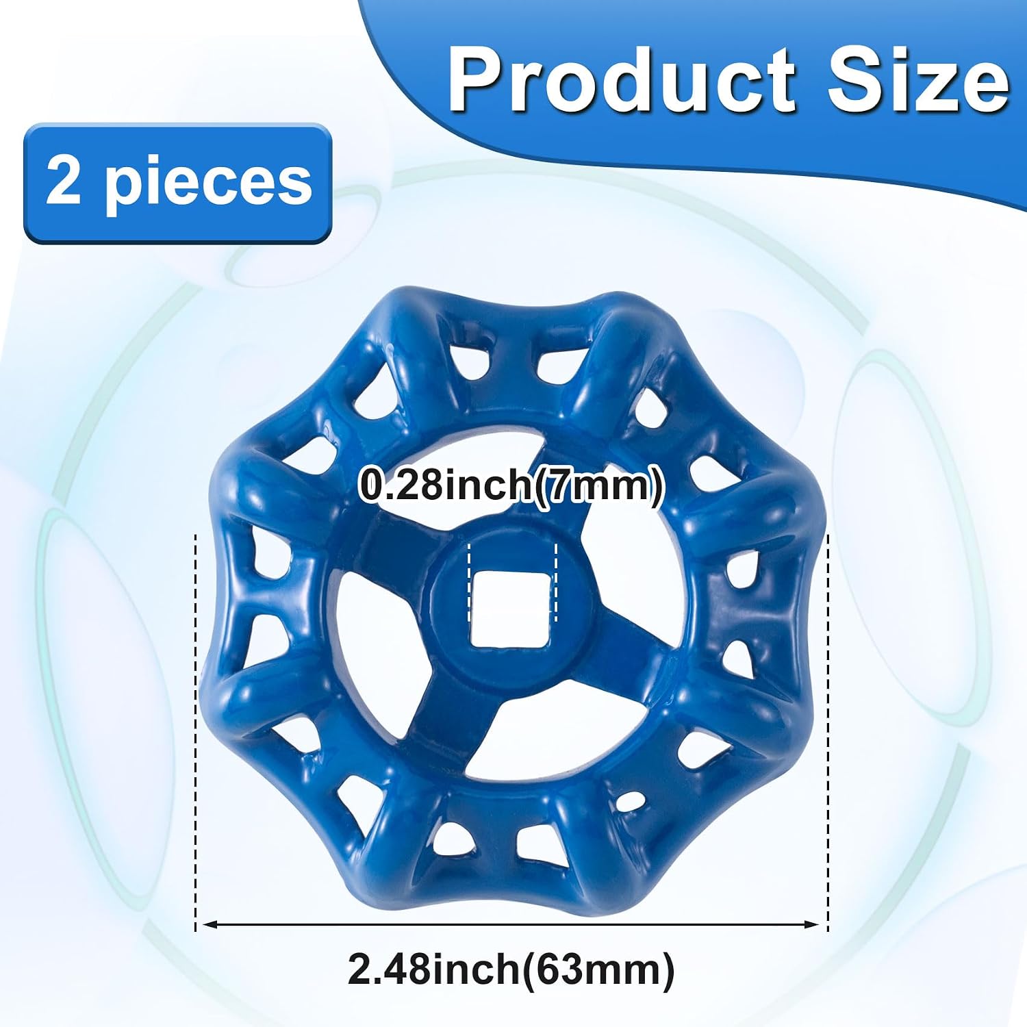 2PCS Outdoor Faucet Handles, 7 mm Blue Round Wheel Hose Bib Handle image 2