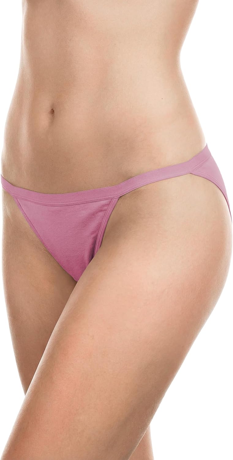Sexy Basics Womens String Bikini Briefs | 100% Cotton | No Show Underwear | Multi Packs & Colors - Image 3