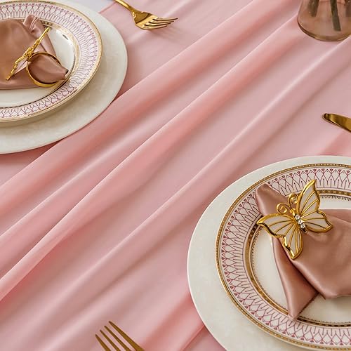 Miniatura 4 de Paquete de 12 caminos de mesa de gasa de 9 pies de 14 x 108 pulgadas, camino de mesa romántico transparente para boda, fiesta de cumpleaños,