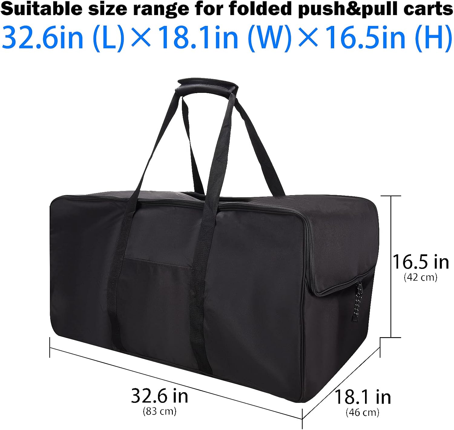 Golf Push Cart Bag 3 Wheel Folding Carry Bag for Push Carts Cover Protector Black Extra-Large Capacity Cover Collapsible