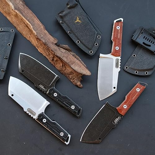 Miniatura 9 de LENGREN Cuchillo táctico resistente, hoja fija de espiga completa, mango de lino de acero Sleipner, para caza, campamento, caza (hoja blanca con