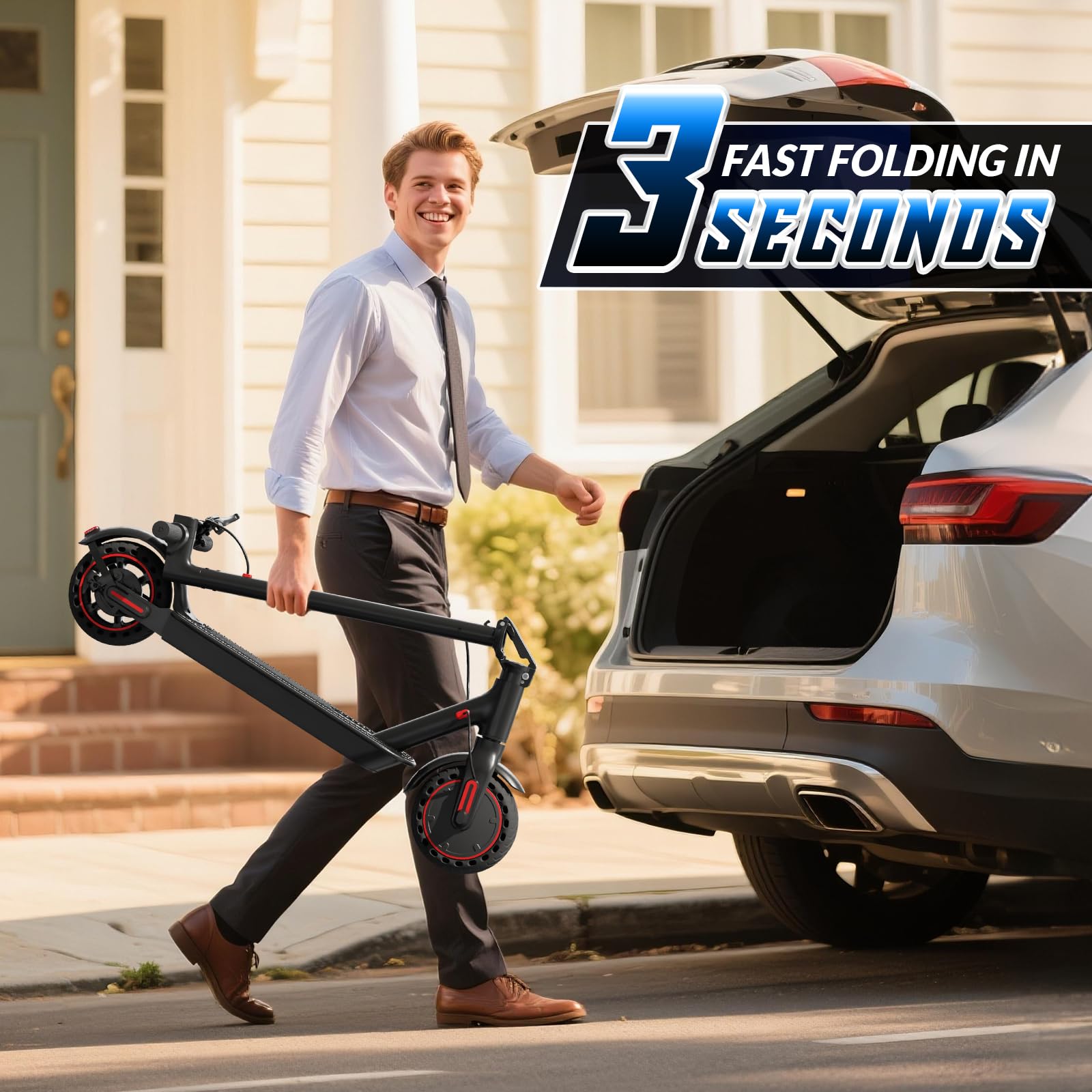 Patinete eléctrico con sistema de frenado doble, carga de hasta 264 libras, alcance de 18 millas, LED, 20 km/h, motor de 350 W, neumáticos de panal de 8,5 pulgadas, con soporte para teléfono móvil y