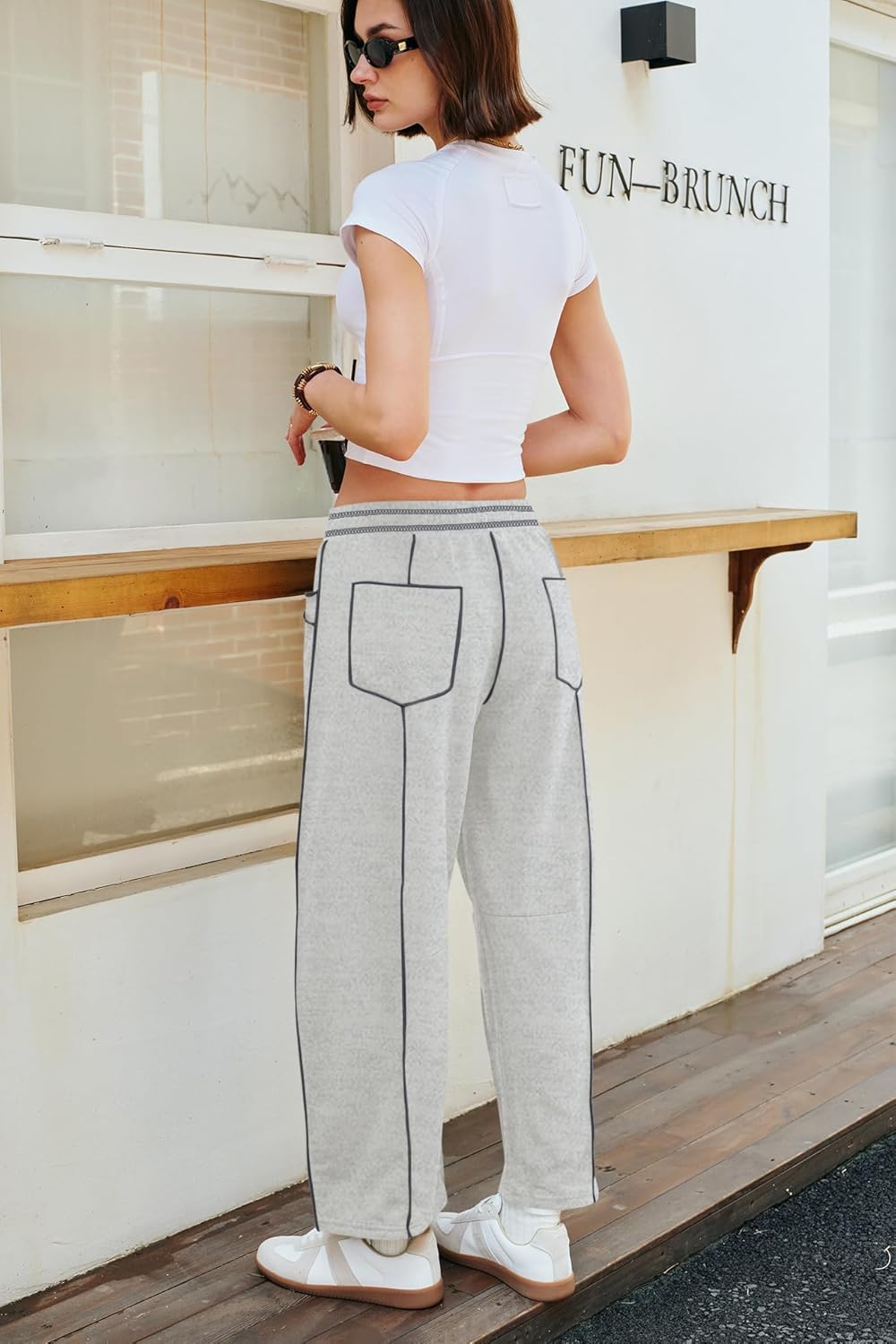 Panadila Womens Barrel Pants Drawstring Wide Leg Sweatpants Baggy Summer Lounge Pants Casual Beach Trousers - Image 3