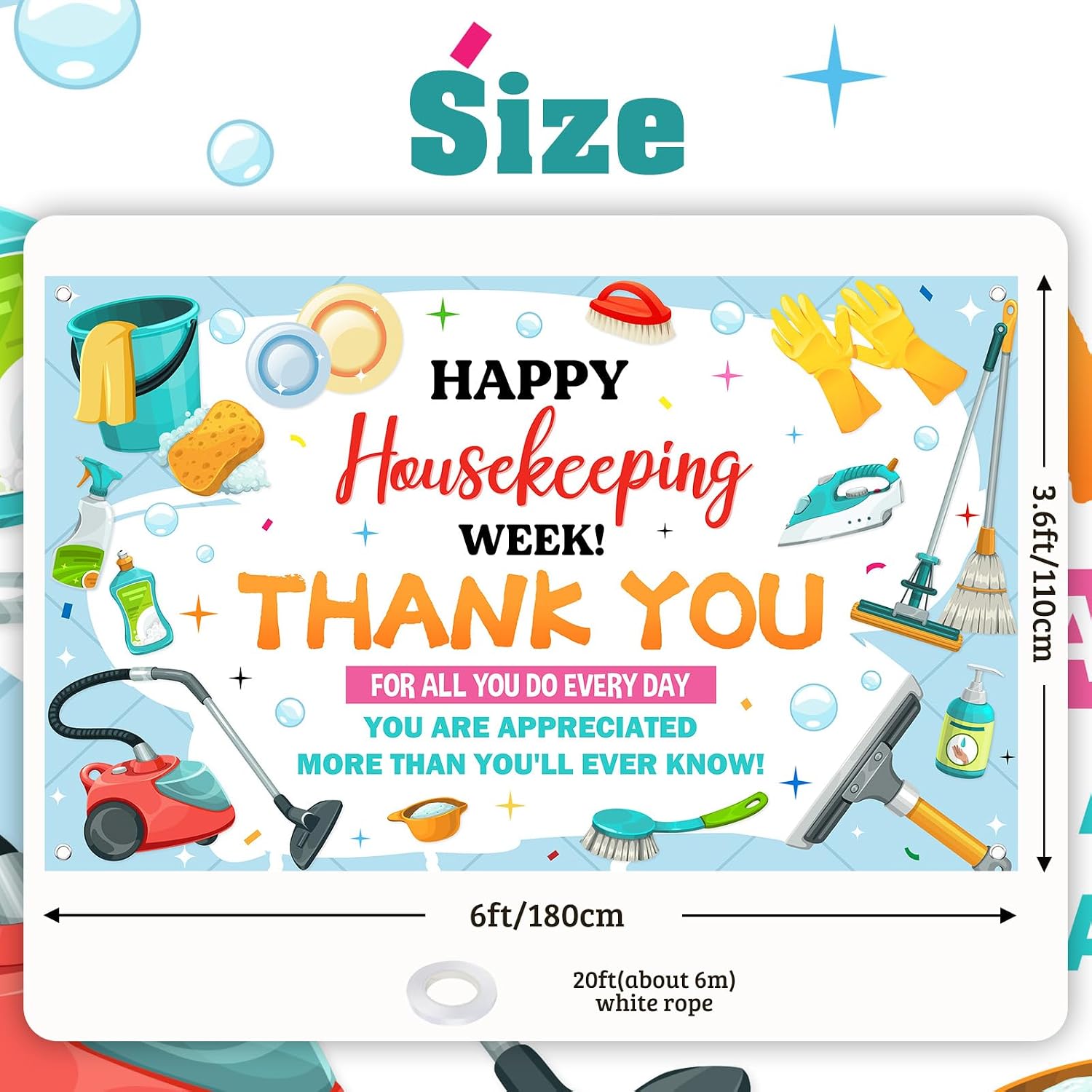 Avezano Happy Housekeeping Week Backdrop Banner 6 x 3.6 ft