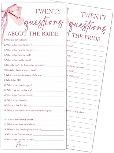 Miniatura 17 de Juegos de boda con lazo rosa, He Said She Said - Juegos de boda para 25 invitados, tarjetas de fiesta de compromiso, suministros de compromiso y