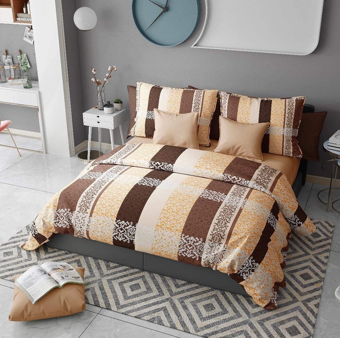 Super Premium Quilt Cover Double Bed with Zipper Blanket Cover/rajai Cover/Comforter Cover/Duvet Cover King Size Glace Cotton Warm Stuff (King Size Dohars) 90x100 Inches ME21 02