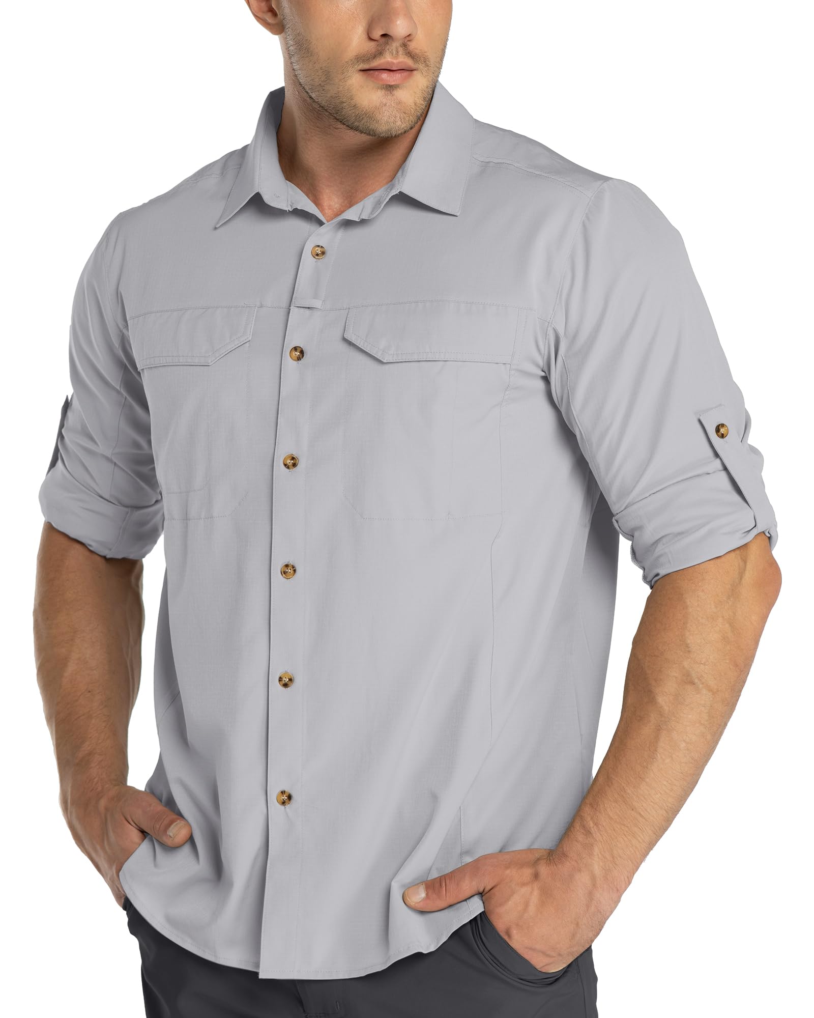 33,000ft Men's Long Sleeve Hiking Shirts Lightweight Quick Dry Sun Protection UV UPF 50 Fishing Shirt Outdoor Safari Travel