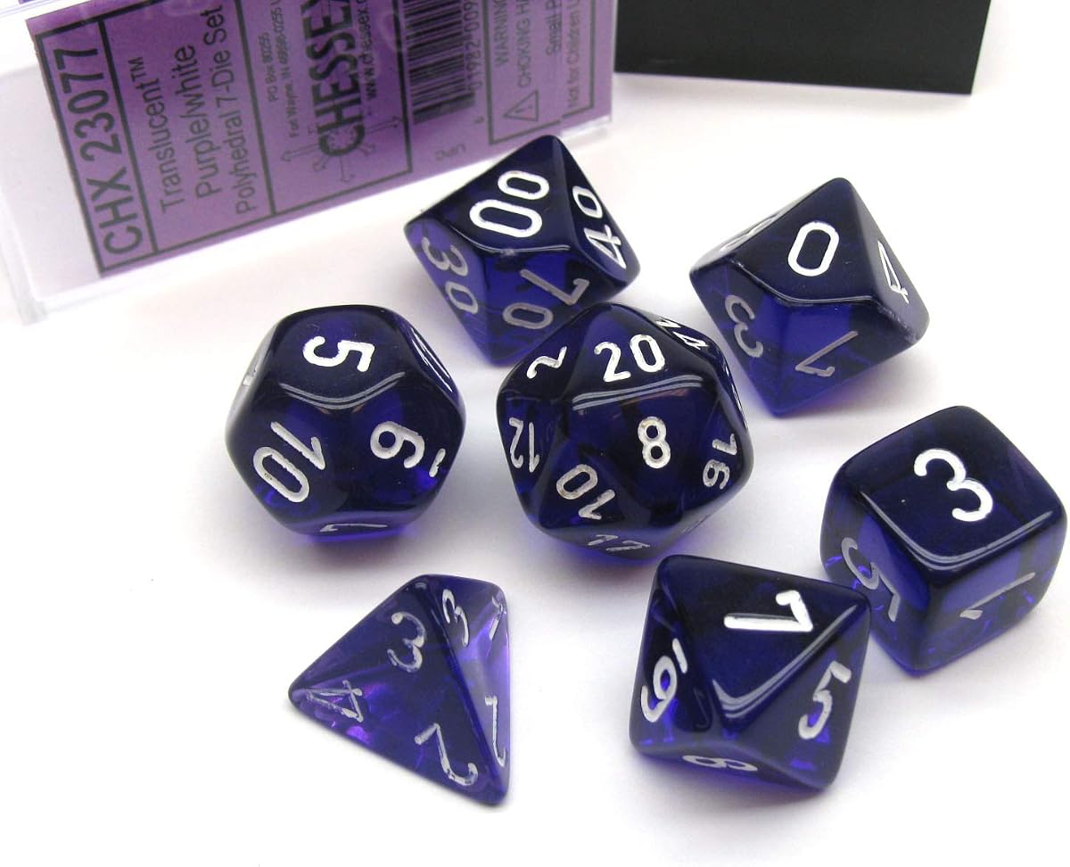 Polyhedral 7-Die Translucent Dice Set - Purple