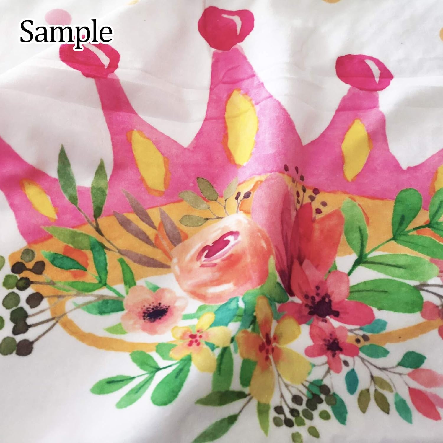 Pink Floral Crown Princess Girl Nursery Personalized Baby Kids Blanket with Name for Girls,Custom Throw Blanket Super Soft for Crib,Outdoor,Indoor