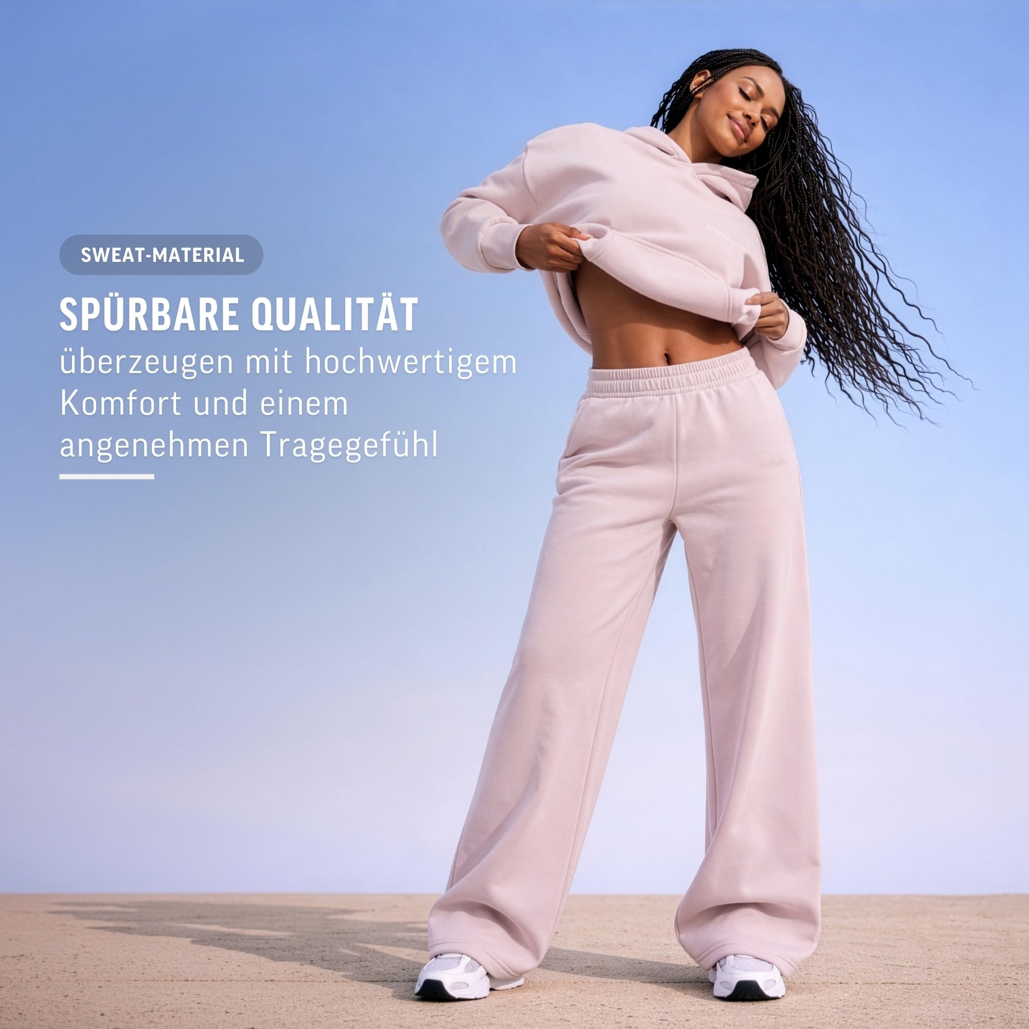 SMILODOX Jogginghose Damen Thalea Oversized Wide-Leg, Sweatpants, Freizeit-Hose mit elastischem Bund und Tunnelzug, Seitliche Eingrifftaschen, Logo-Stitching Modernes Design, für Gym & Homewear