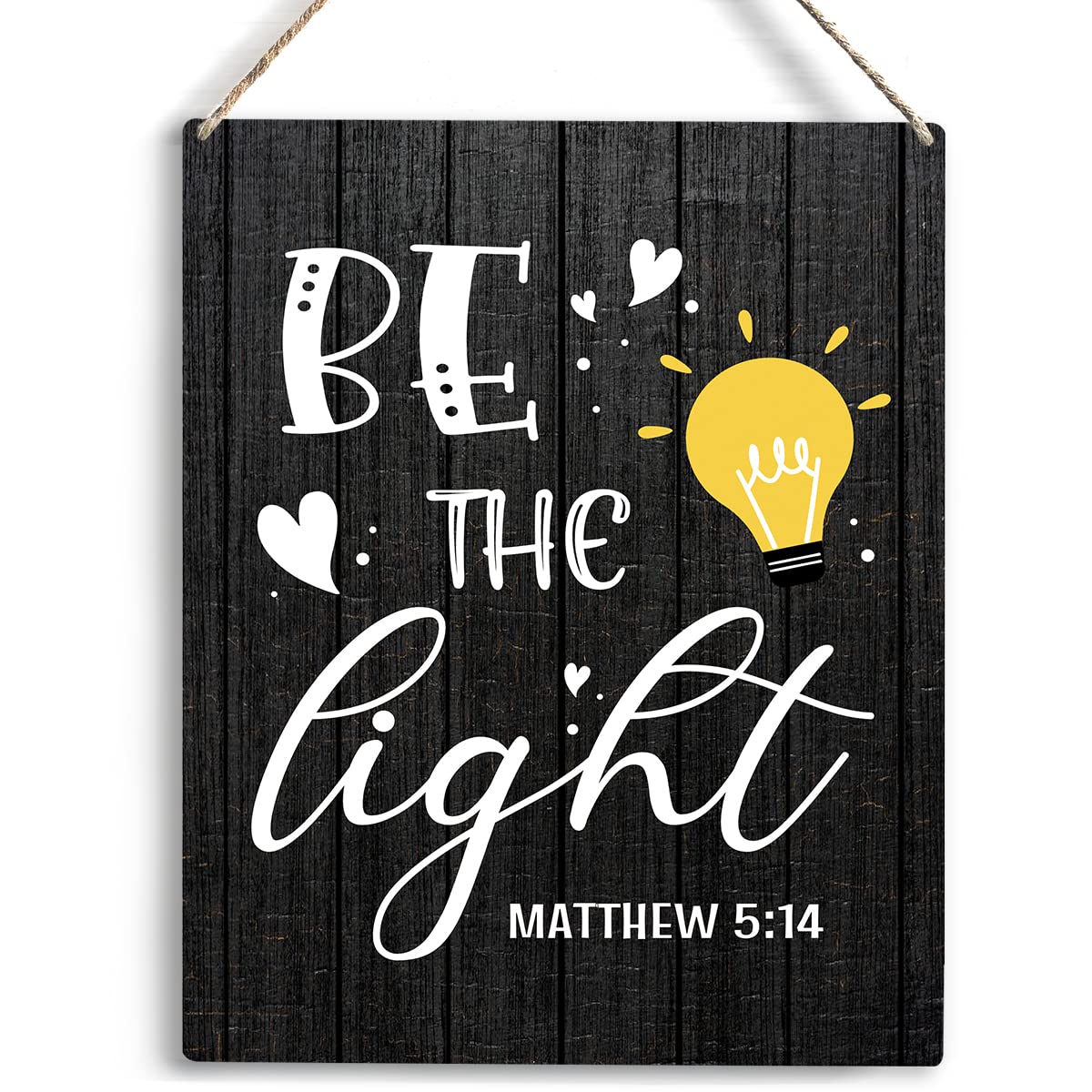 Christian Inspirational Wall Decor Be The Light Matthew 5:14 Religious Gifts for Women Men Christian Bible Verse Wall Art Wooden Hanging Sign for Home Living Room Kitchen Decor 8 x 10 Inches