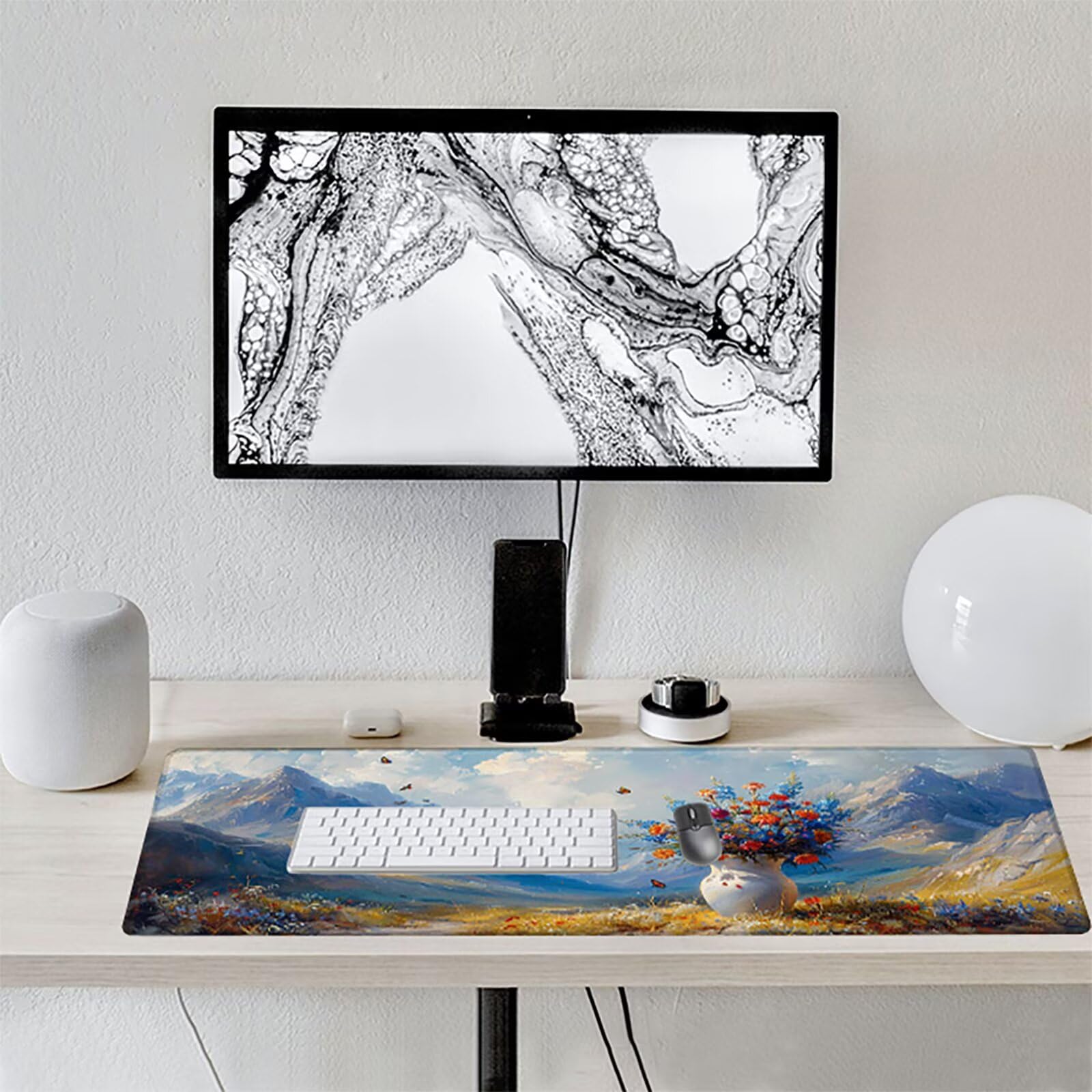 Florero Alfombrilla Ratón Gaming XXL 1500x800 mm, Alfombrilla Gaming Azul Mousepad con Base de Goma Antideslizante, Impermeable Desk Mat para Teclado y Raton, Accesorios Gaming, Regalos de Hombre 0-S