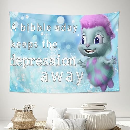 Wicwuu Bibble - Tapiz de meme divertido con texto en inglés "Bibble Happines", decoración para colgar en la pared, cartel de bandera para dormitorio