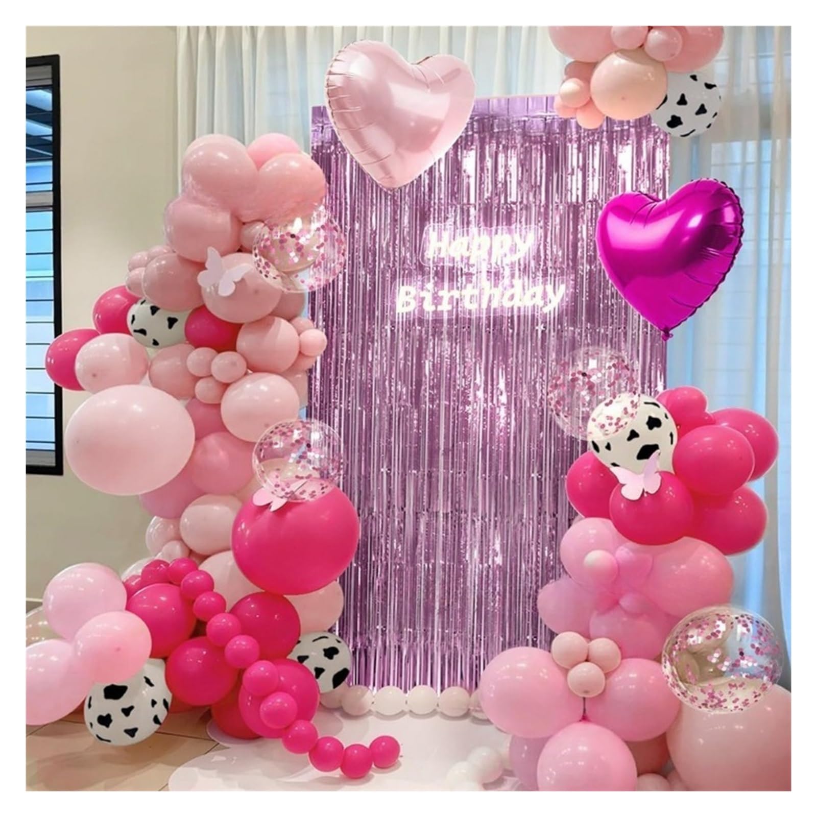 Rideaux à Franges en Feuille d'argent, 26 pièces, guirlandes Or Rose, Toile de Fond for fête d'anniversaire et Mariage pour Cuisine(Purple-2)