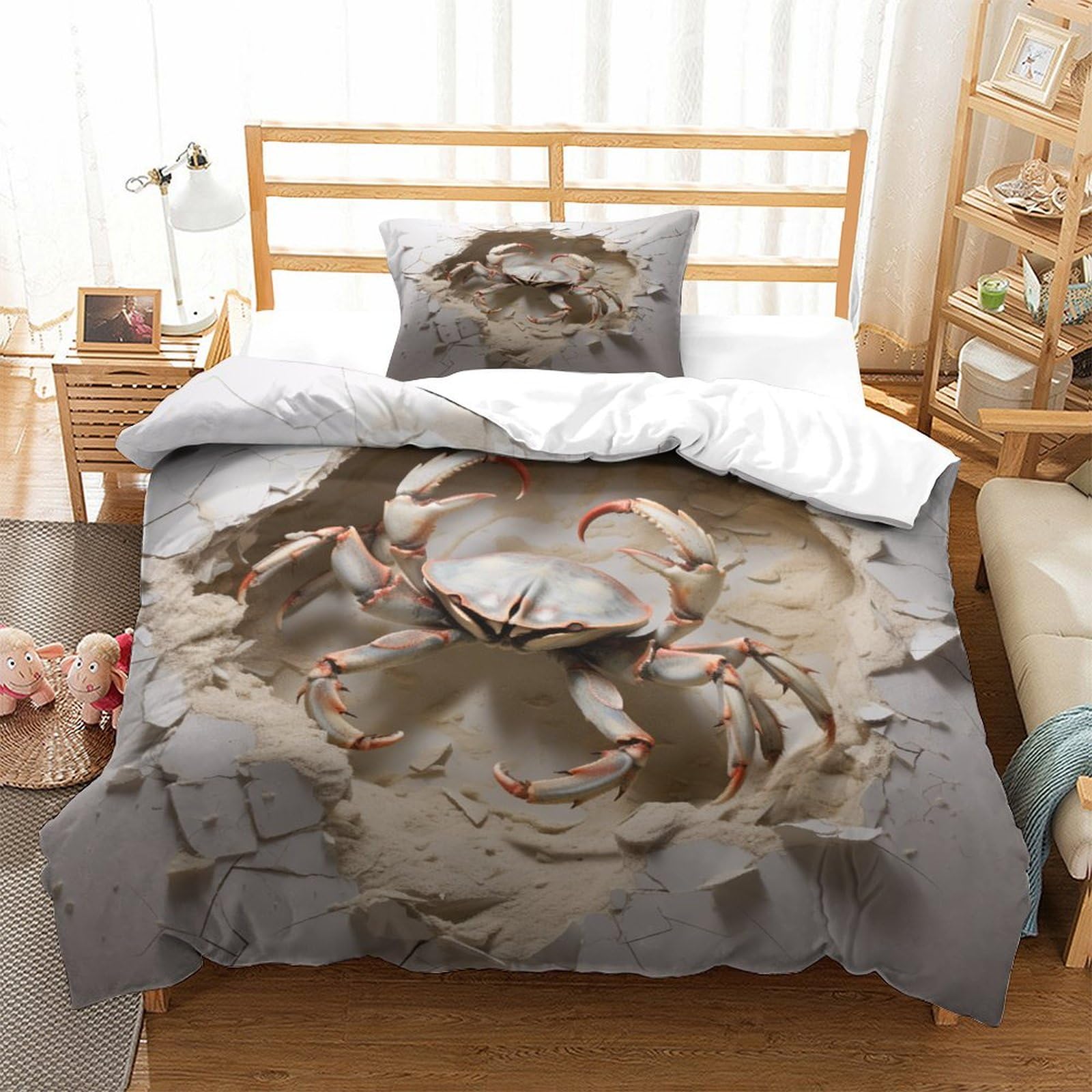 P1S9U7W5Y Textured Crack 3D Printed Duvet Cover Set 3 Pieces Microfiber Bedroom Decor Cracked Bedding Set Soft Breathable for Adults Single（135x200cm）
