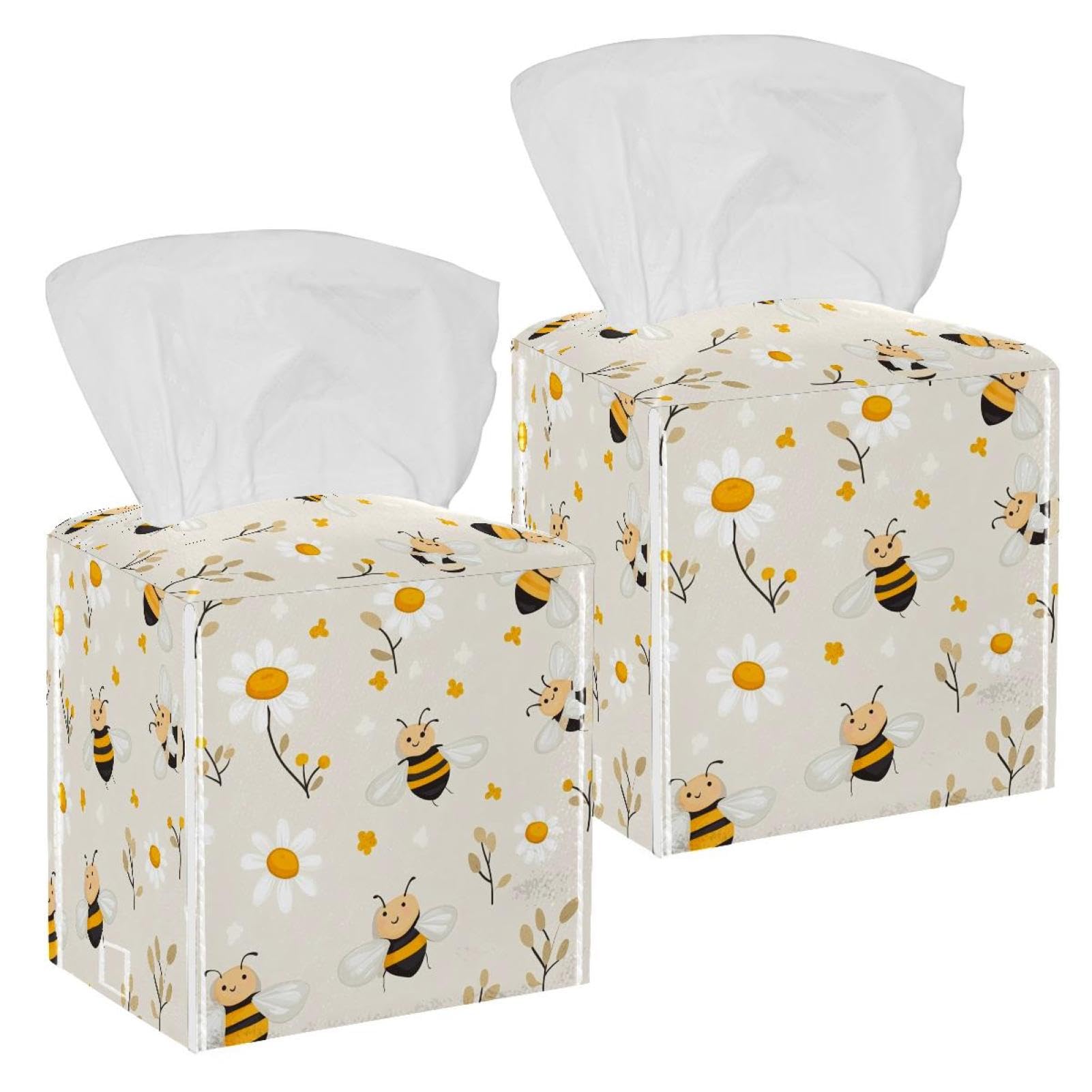 Boîte à mouchoirs en cuir lot de 25 distributeur fleurs blanches table de salon