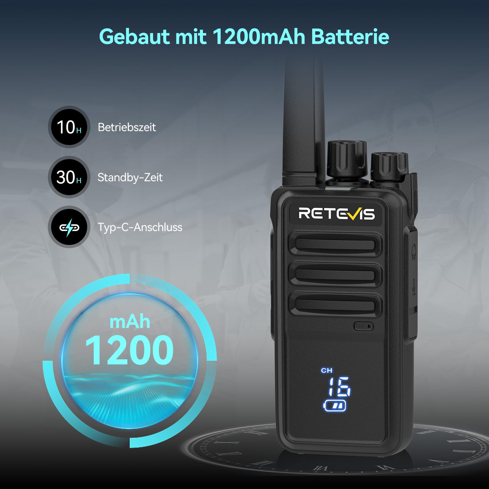 Retevis RT668H Talkie-Walkie, Talkie Walkie Rechargeable avec Écran Masqué, Barre de Progression de Charge, Chargeur 10 en 1 avec Écouteurs, Ensemble Talky Walky pour Hôtel, Sécurité(Noir, 10 Pièces)