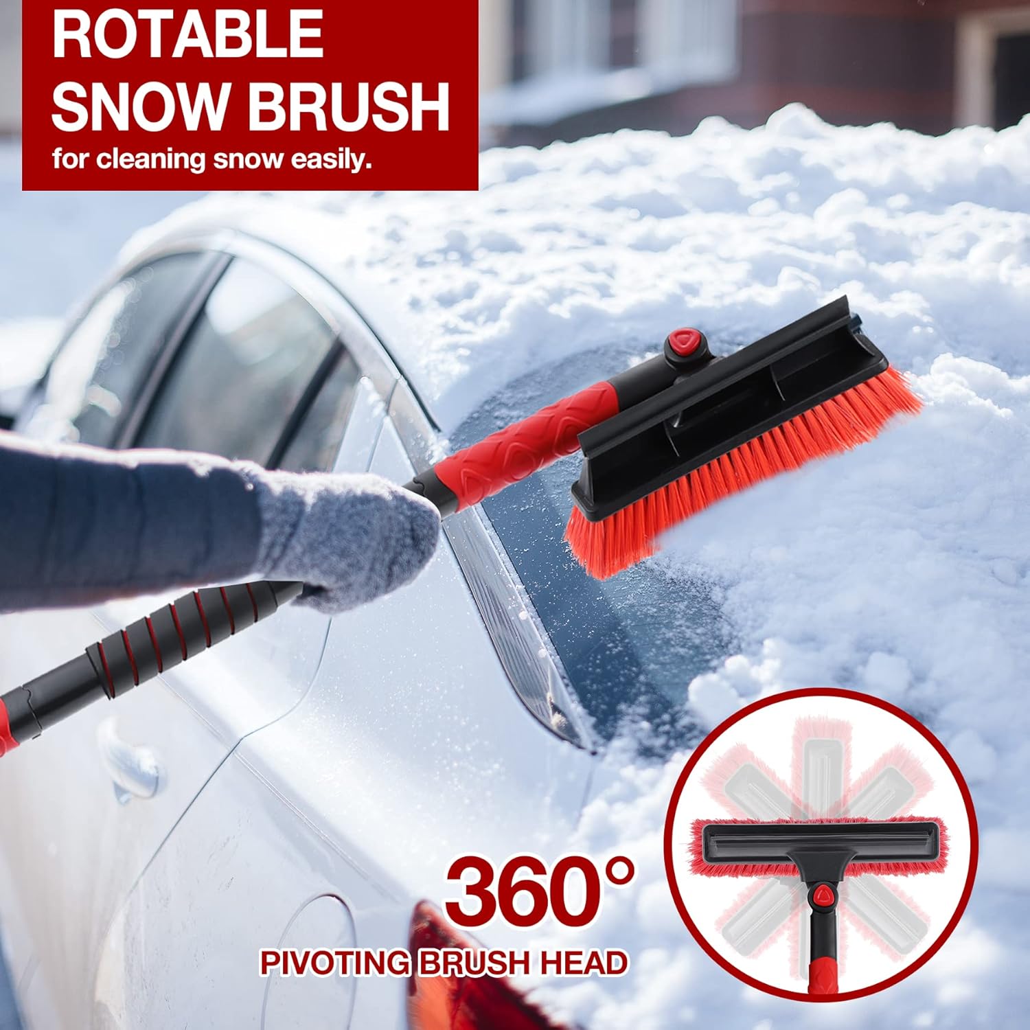 review 47'' Snow Brush & Snow Shovel for Car, 3 in 1 Extendable Snow Brush with Squeegee and Ice Scraper for Car Windshield Detachable Car Snow Shovel with Ergonomic Foam Grip Snow Removal for Car SUV Truck