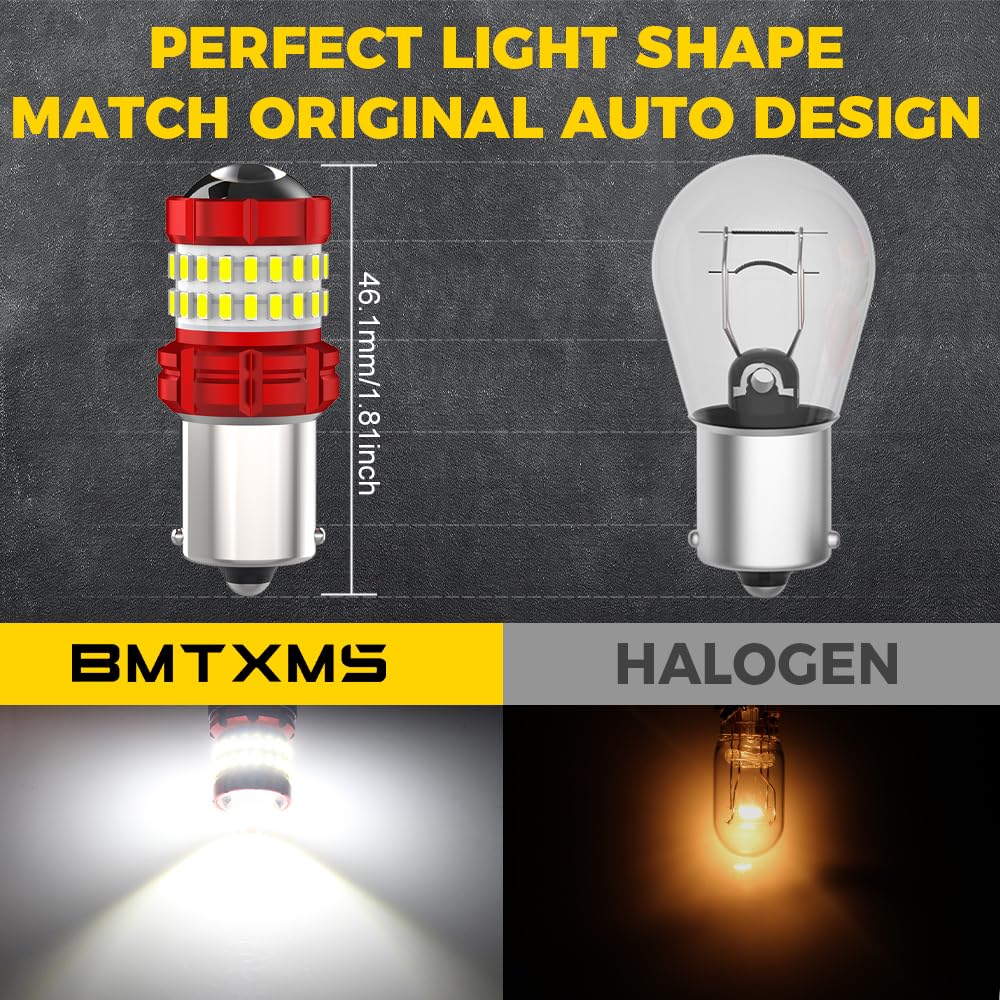 BMT xms Bombilla LED 1156 – 400% súper brillante 6000K blanco 7506 BA15S P21W LED de repuesto con proyector para luces de marcha atrás DRL, luz de respaldo, paquete de 2