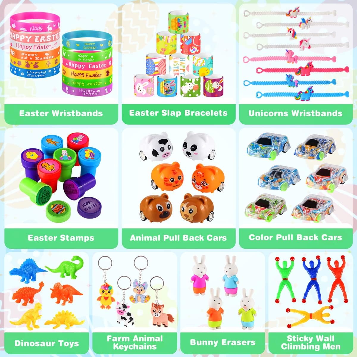 Jyusmile 100 Pack Prefilled Easter Eggs with Toy, Filled Plastic Easter Eggs, Surprise Eggs with Assorted Toys, Easter Egg Hunt, Easter Basket Stuffers, Party Favors Bulk for Kids/Toddlers/Boys/Girls